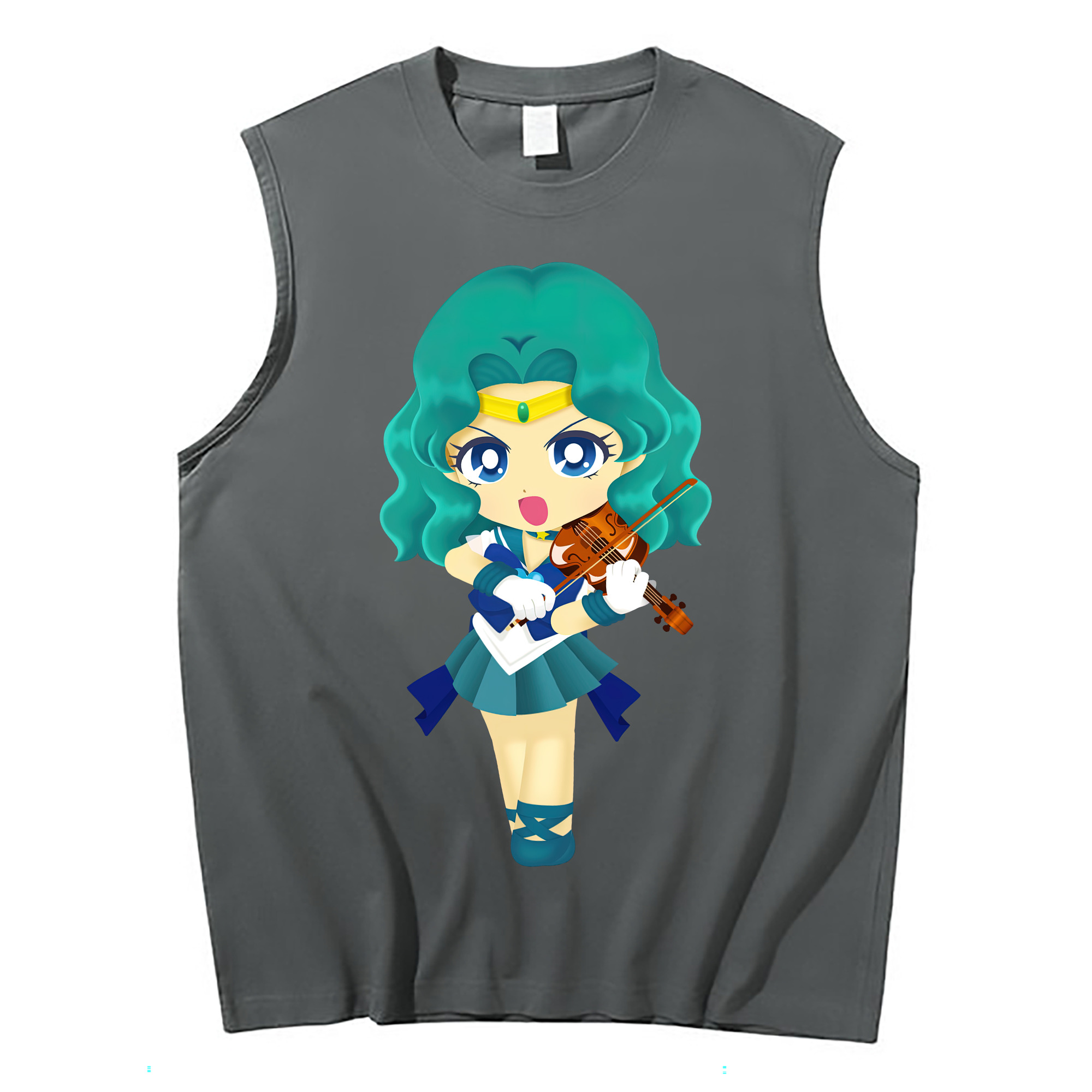 （画像用） 美少女戦士セーラームーン 海王 みちる（かいおう みちる） Sailor Moon Kaiou Michiru コットン100％タンクトップ（フロントプリント）